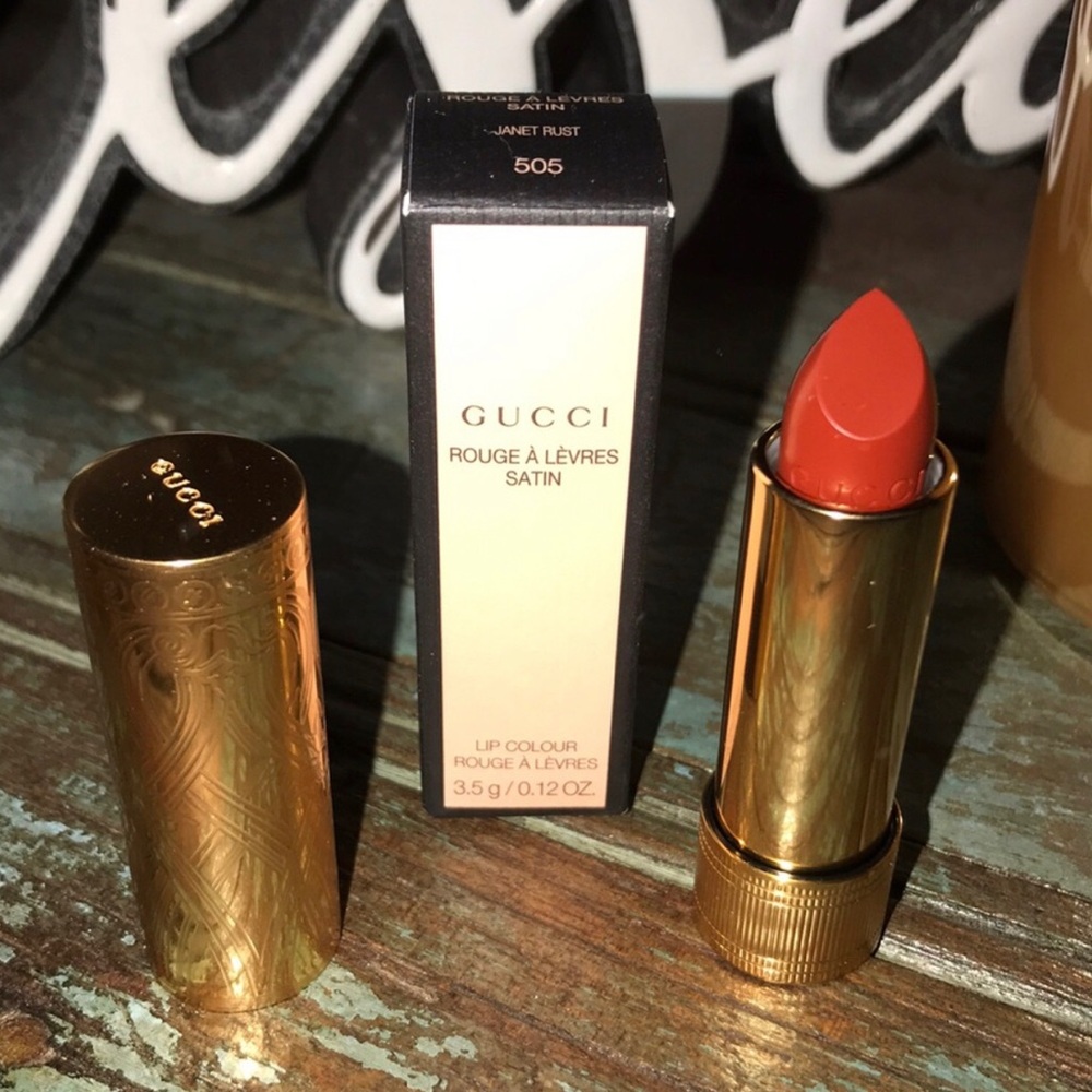 Gucci “Janet Rust” Satin Lipstick Luxurious Makeup Essential